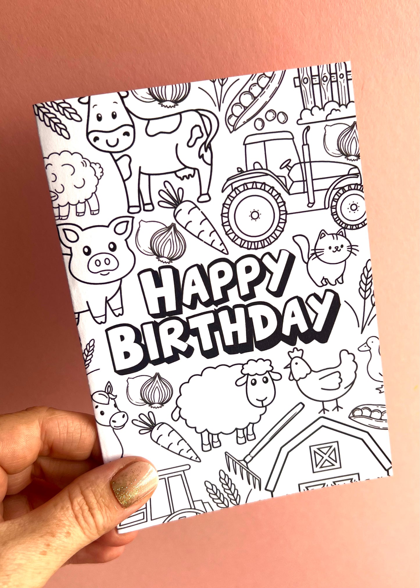 Colour Me Birthday Farmyard Card