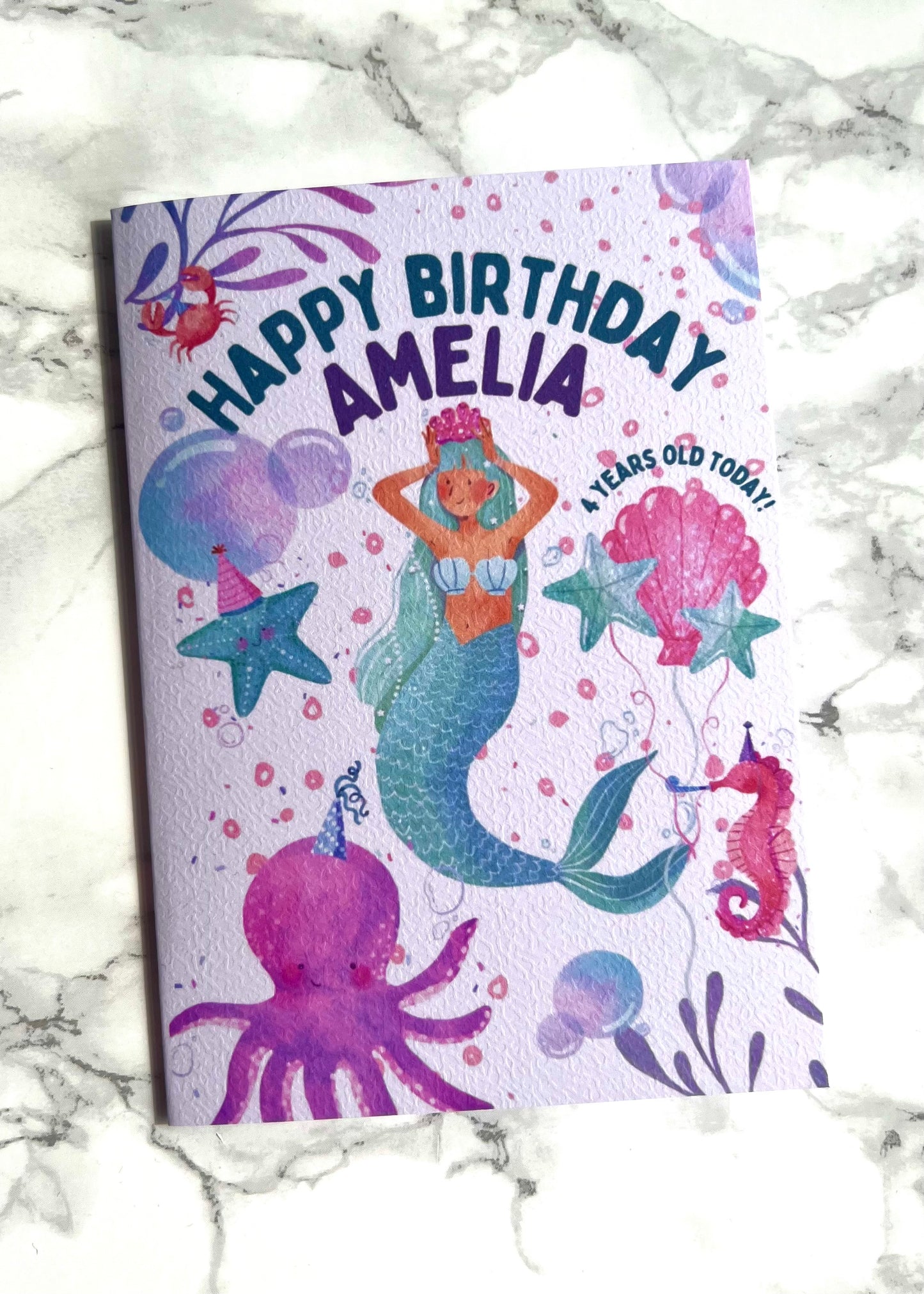 Personalised Mermaid Birthday Greetings Card