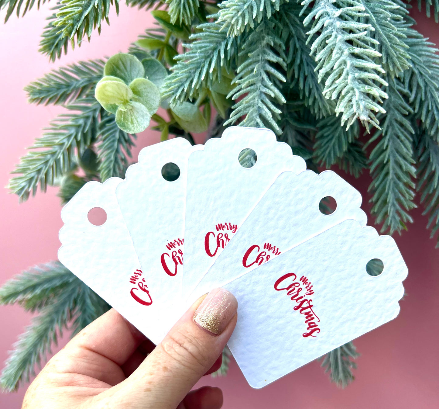 Set of 5 Personalised Red Christmas Gift Tags