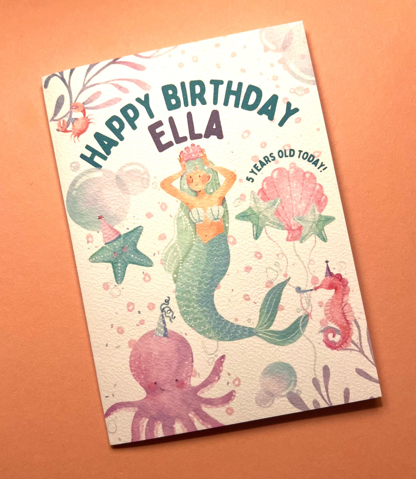 Personalised Mermaid Birthday Greetings Card