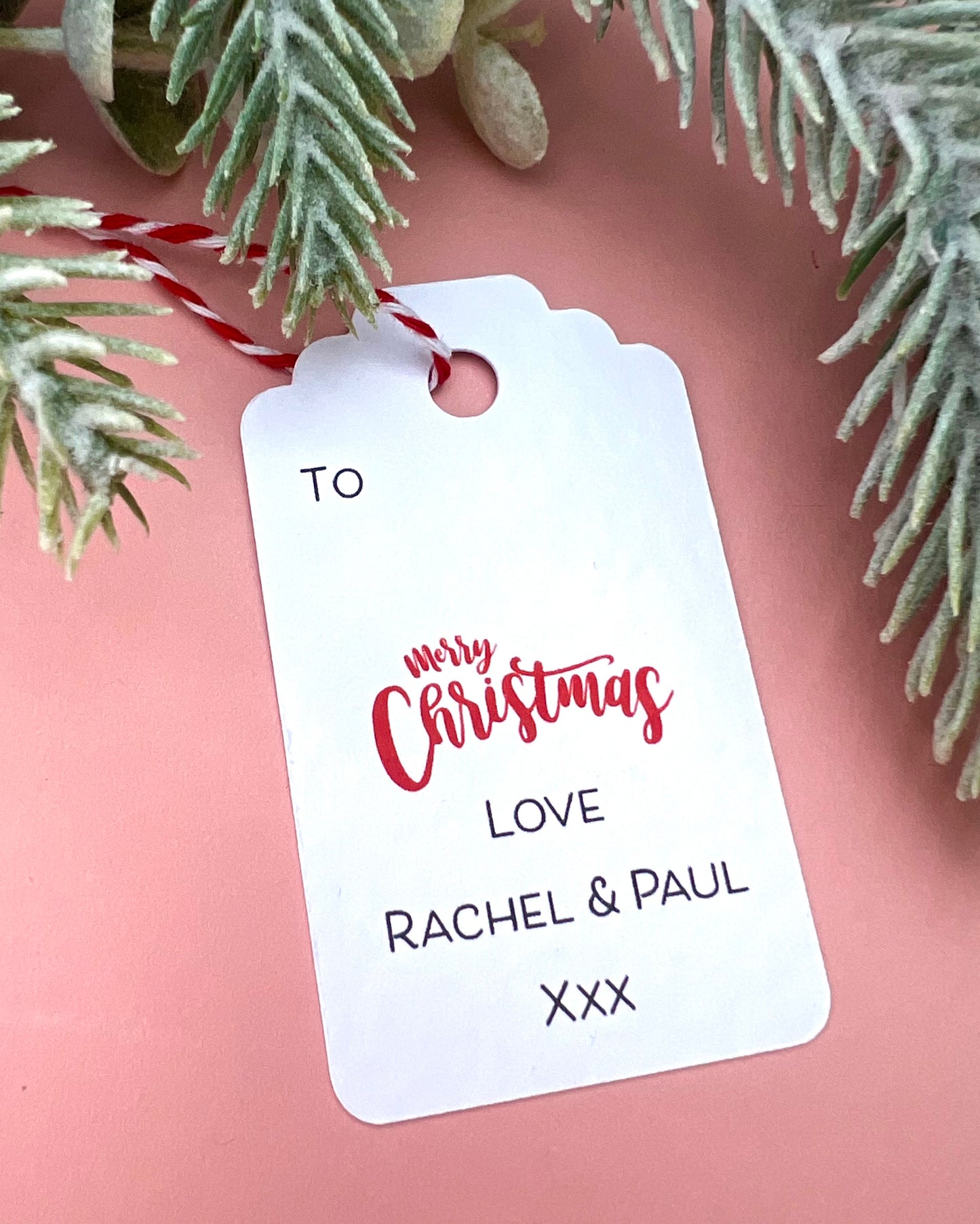 Set of 5 Personalised Red Christmas Gift Tags