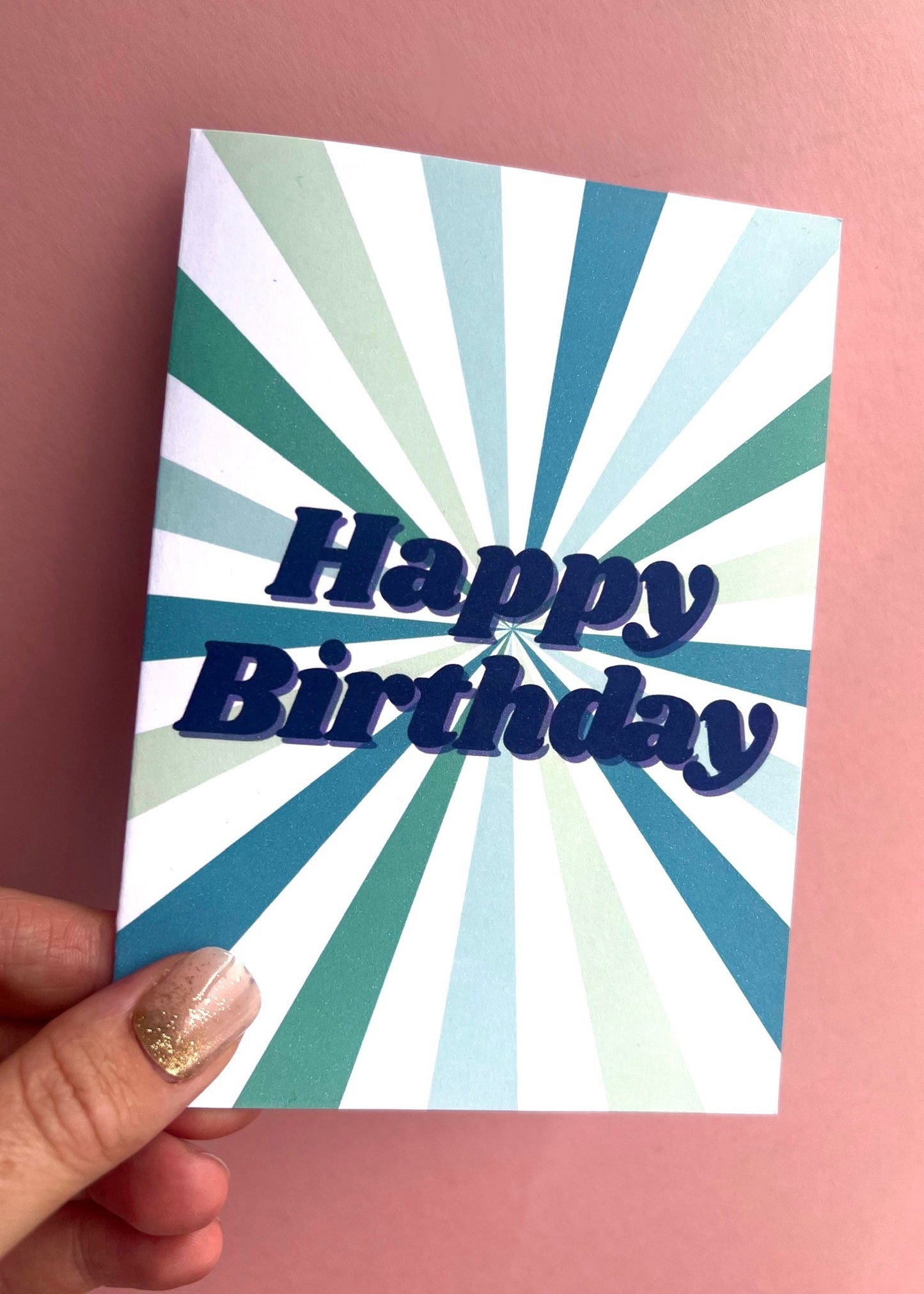 Blue Centre Stripe Birthday Card