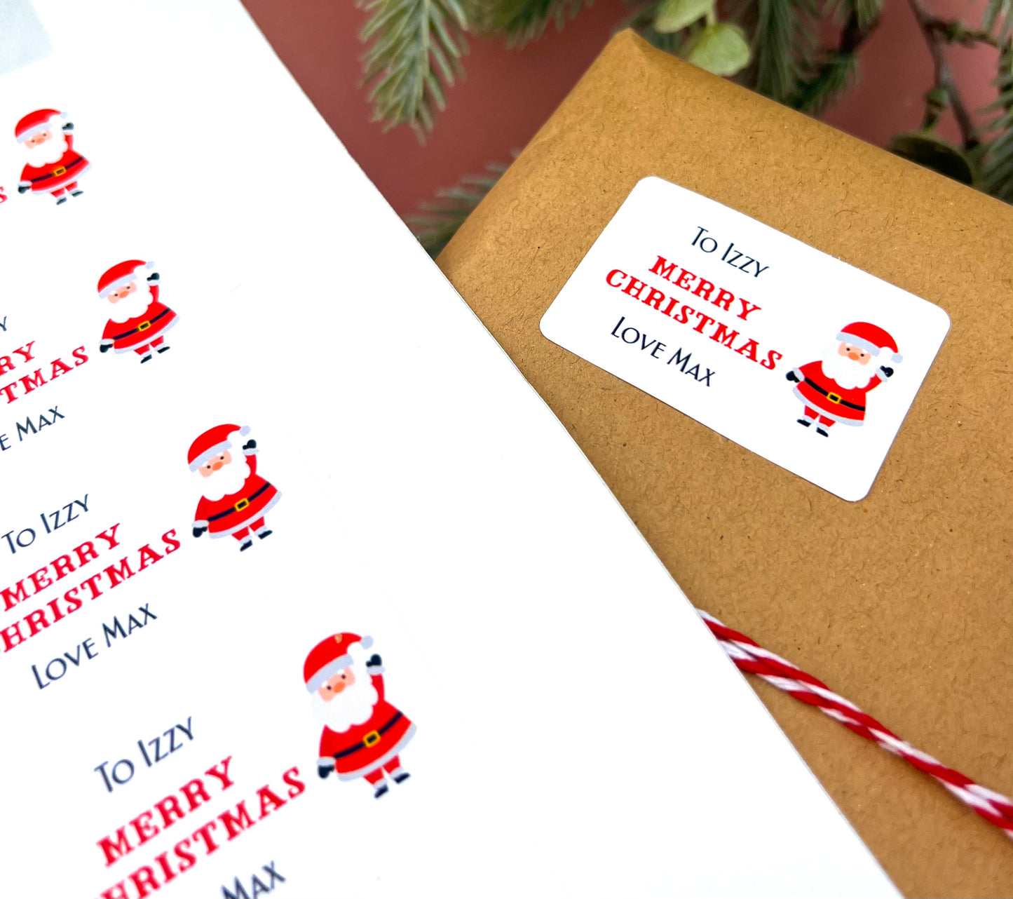 12 Personalised Santa Gift Tag Stickers