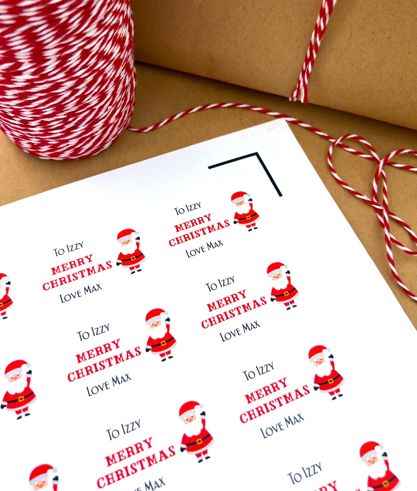 12 Personalised Santa Gift Tag Stickers