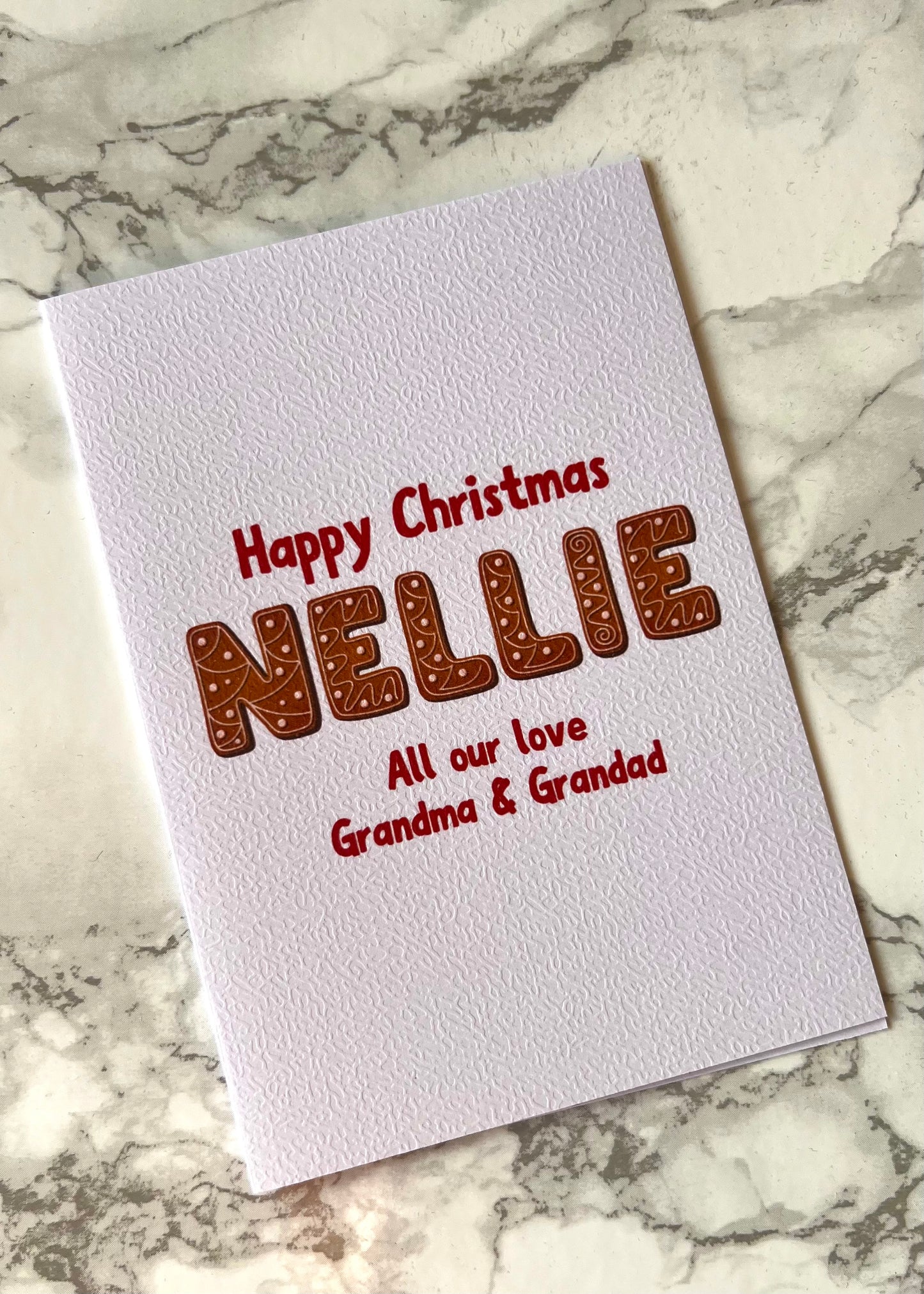 Personalised Gingerbread Name Christmas Card