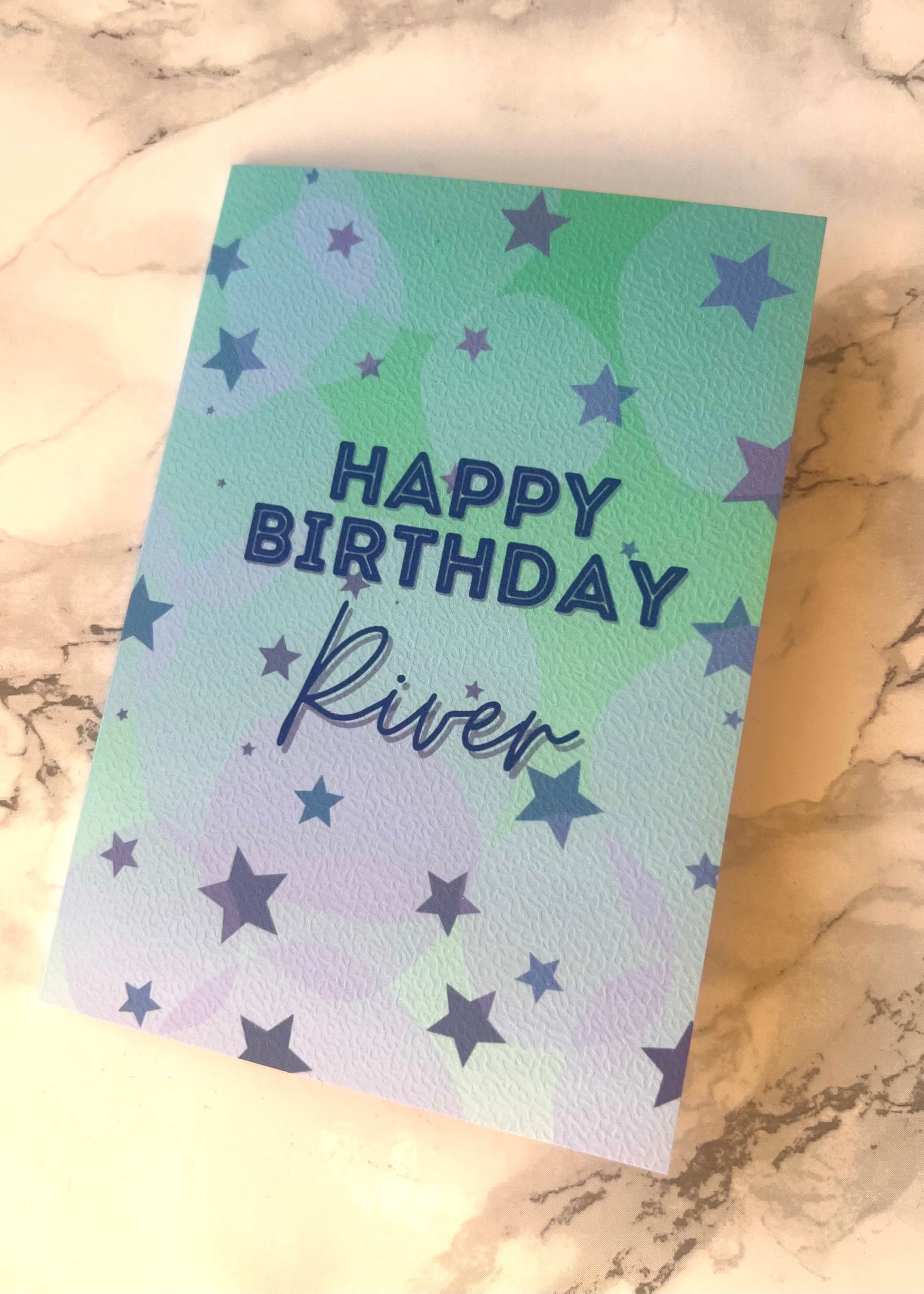 Blue Birthday Stars Greetings Card