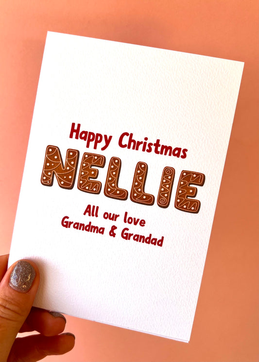 Personalised Gingerbread Name Christmas Card
