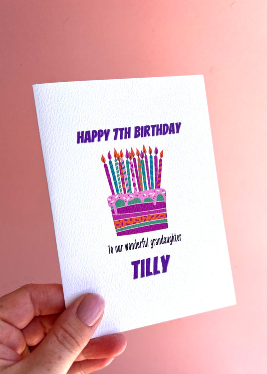 Personalised Birthday Cake Greetings Card