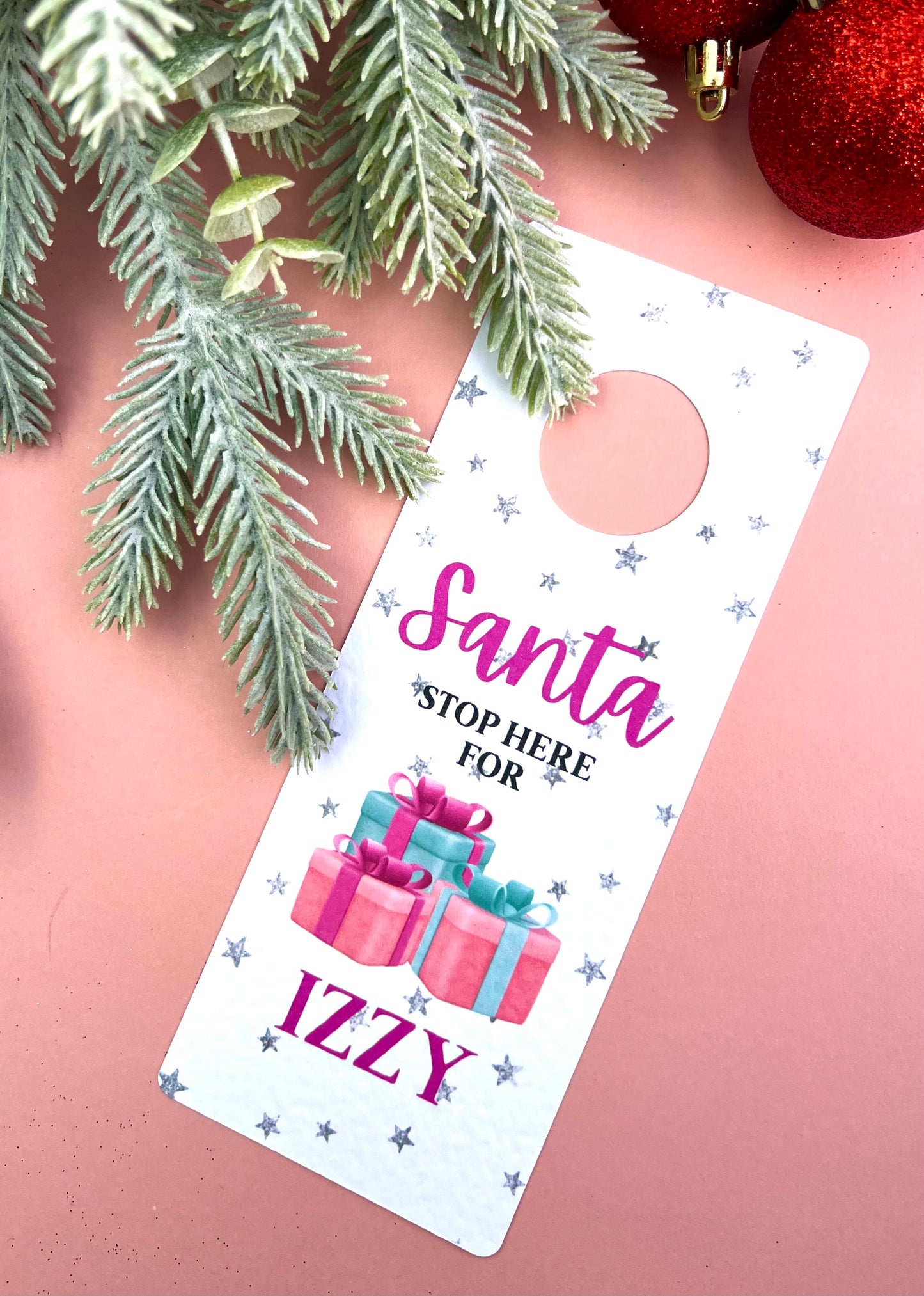 Personalised Santa Stop Here Door Hanger