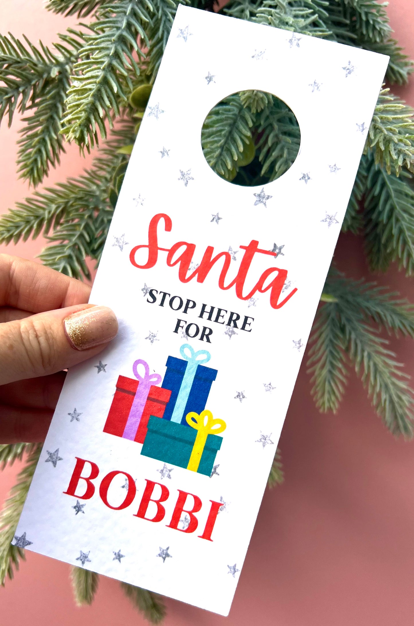 Personalised Santa Stop Here Door Hanger