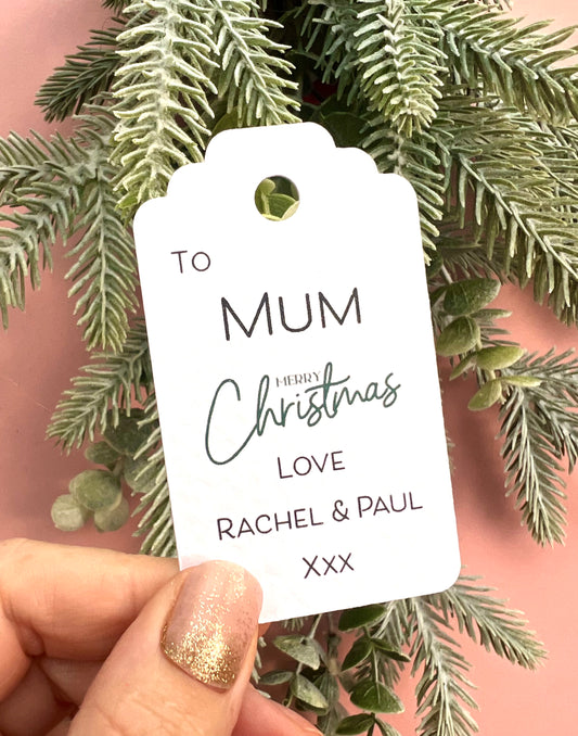 Set of 5 Personalised Green Christmas Gift Tags