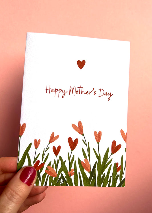 Mother’s Day Orange Heart Greetings Card