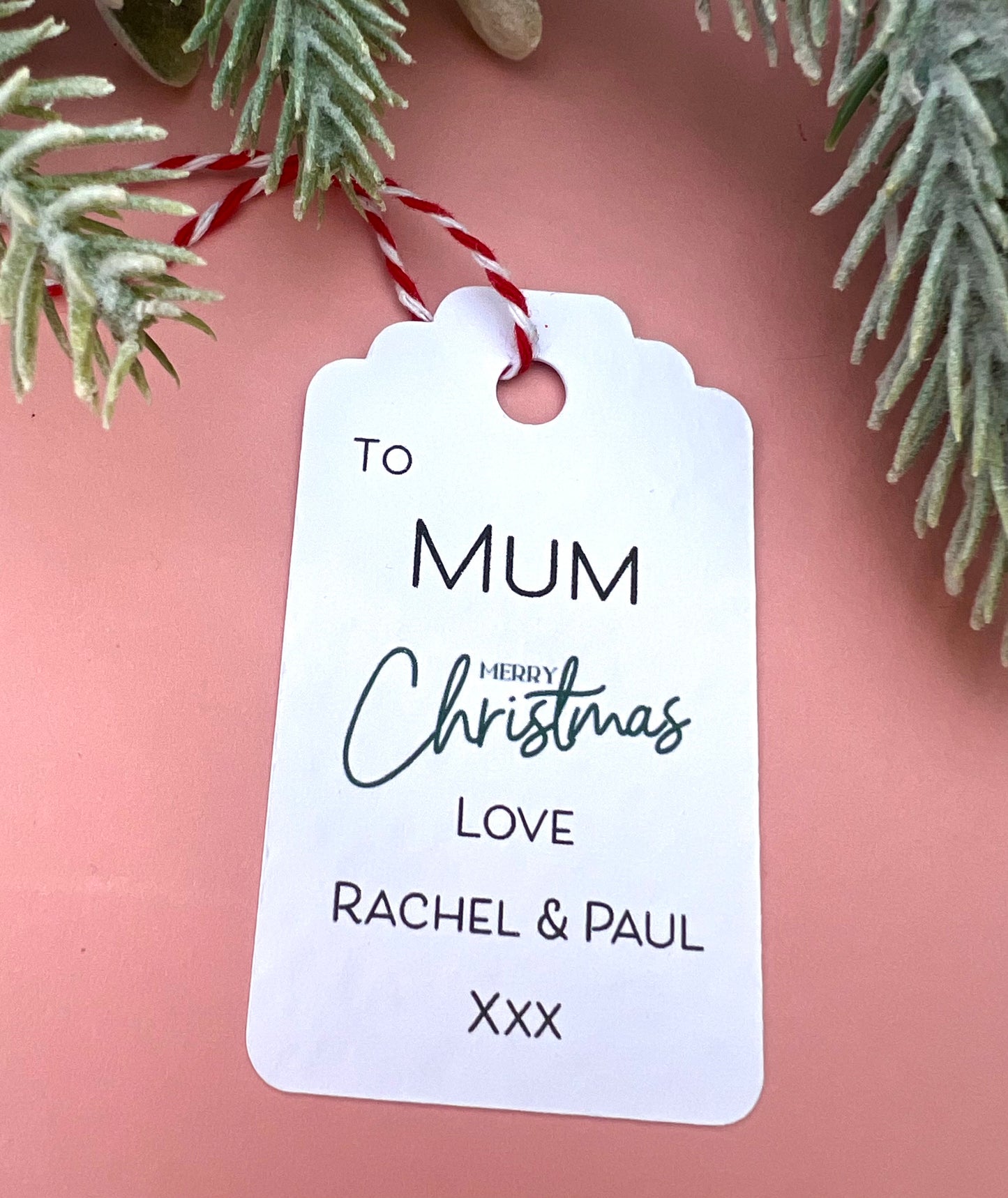 Set of 5 Personalised Green Christmas Gift Tags