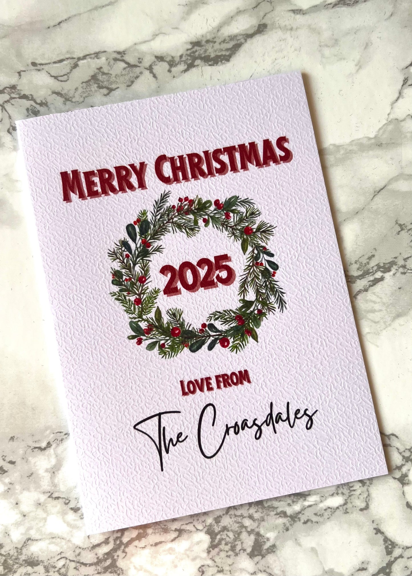Personalised 2025 Wreath Christmas Card