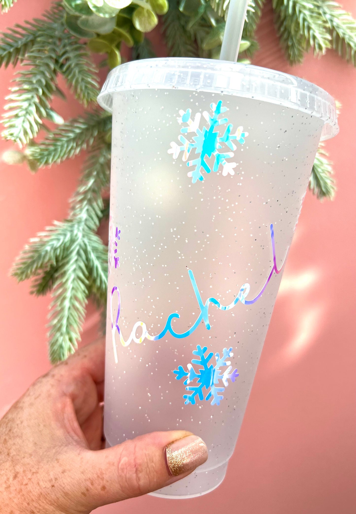 Personalised White Snowflake Cold Cup