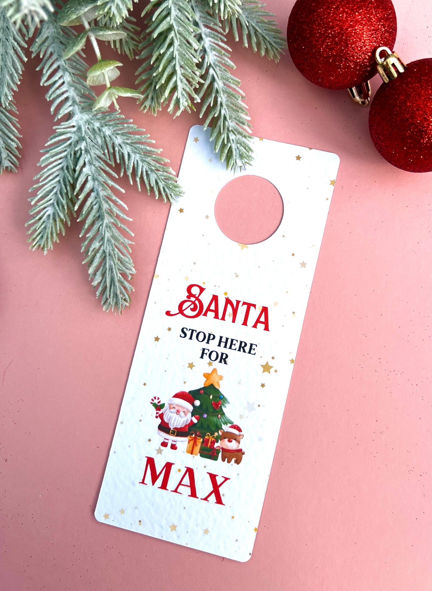 Personalised Traditional Santa Stop Here Door Hanger