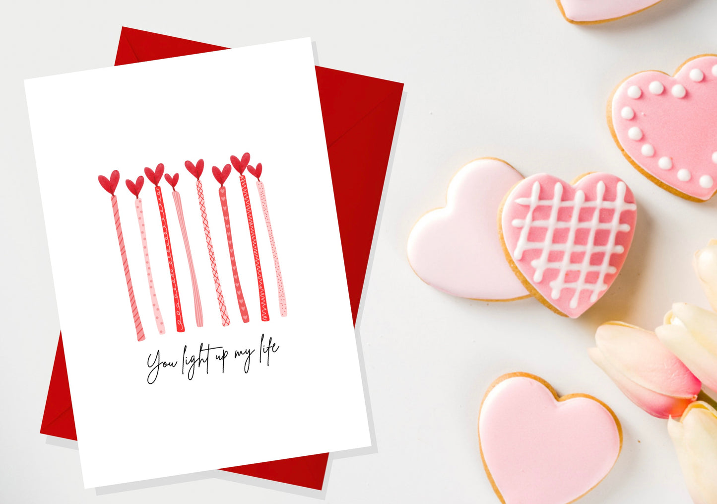 Valentines Candles Greetings Card