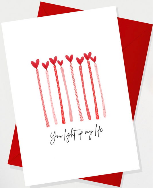 Valentines Candles Greetings Card