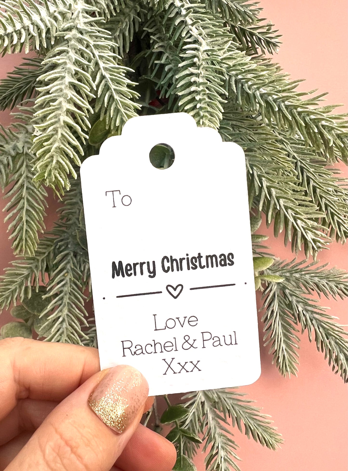 Set of 5 Personalised Heart Christmas Gift Tags