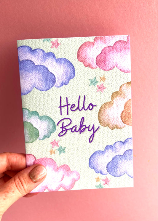Hello Baby Clouds Greetings Card