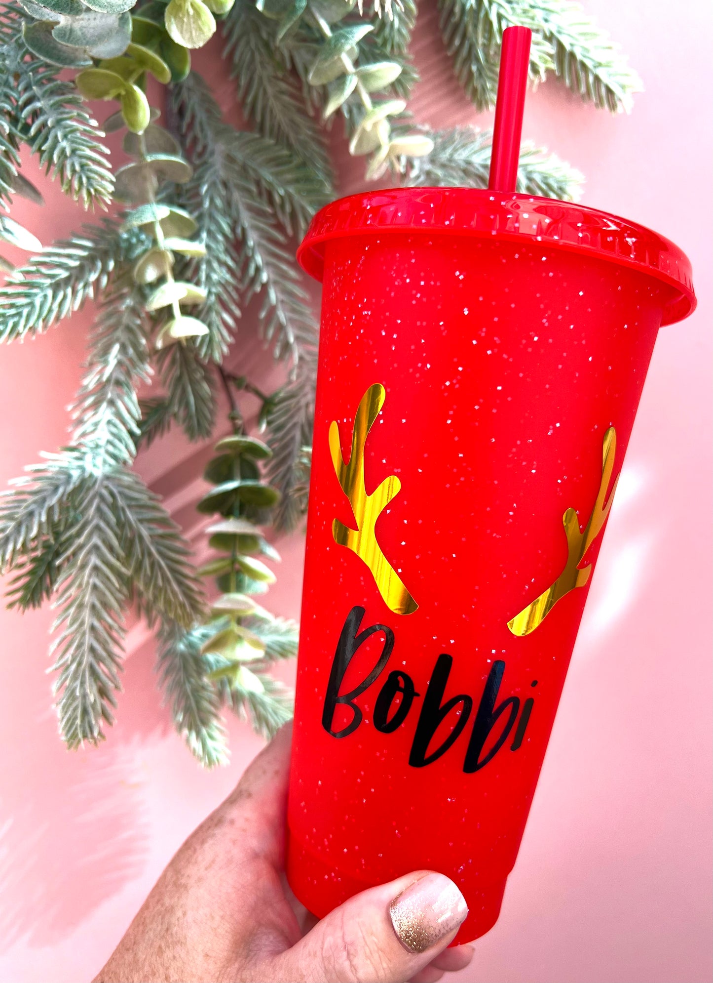 Personalised Red Rudolph Cold Cup