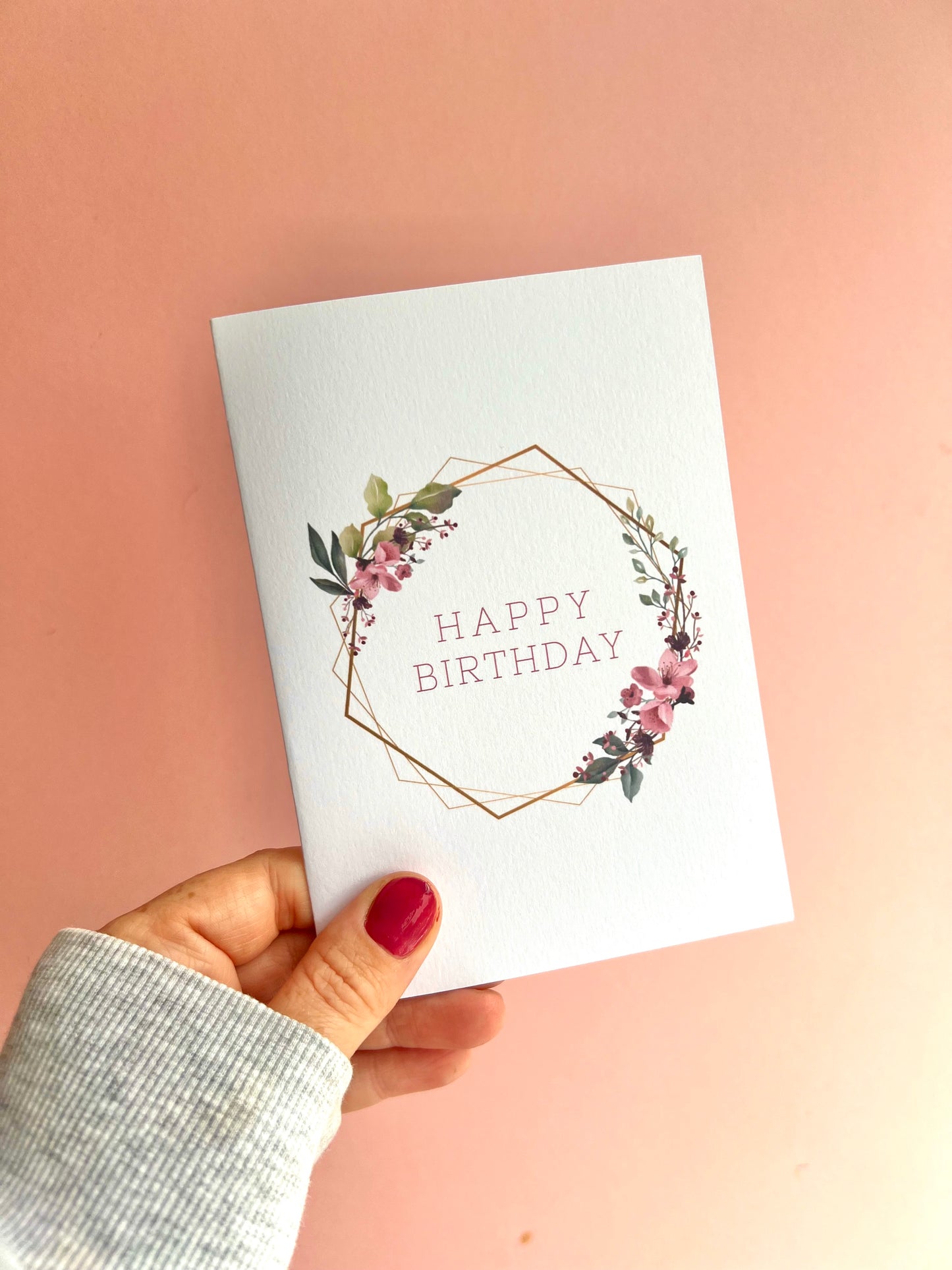 Happy Birthday Floral Wreath Greetings Card