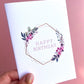 Happy Birthday Floral Wreath Greetings Card