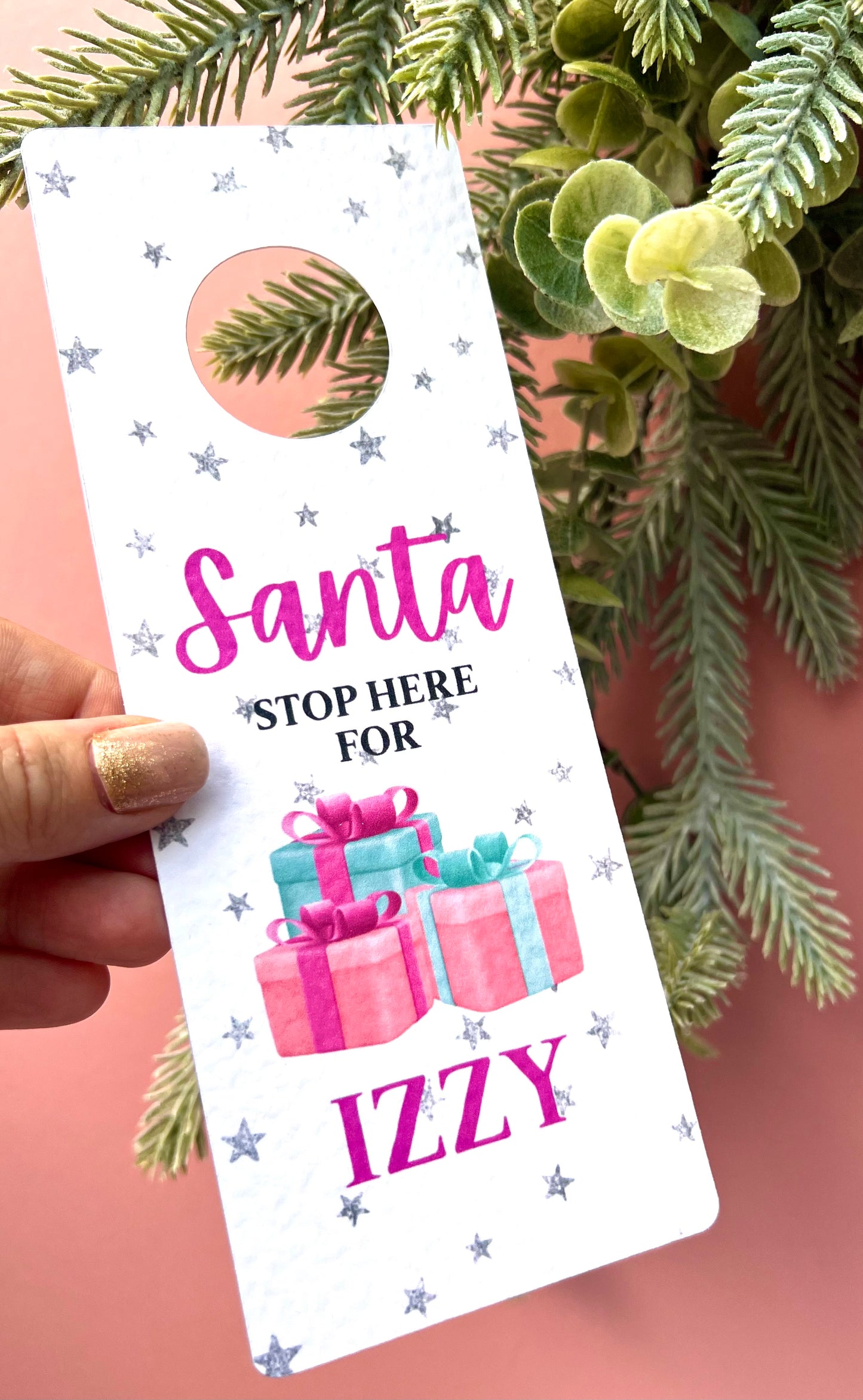 Personalised Santa Stop Here Door Hanger