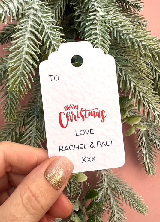 Set of 5 Personalised Red Christmas Gift Tags