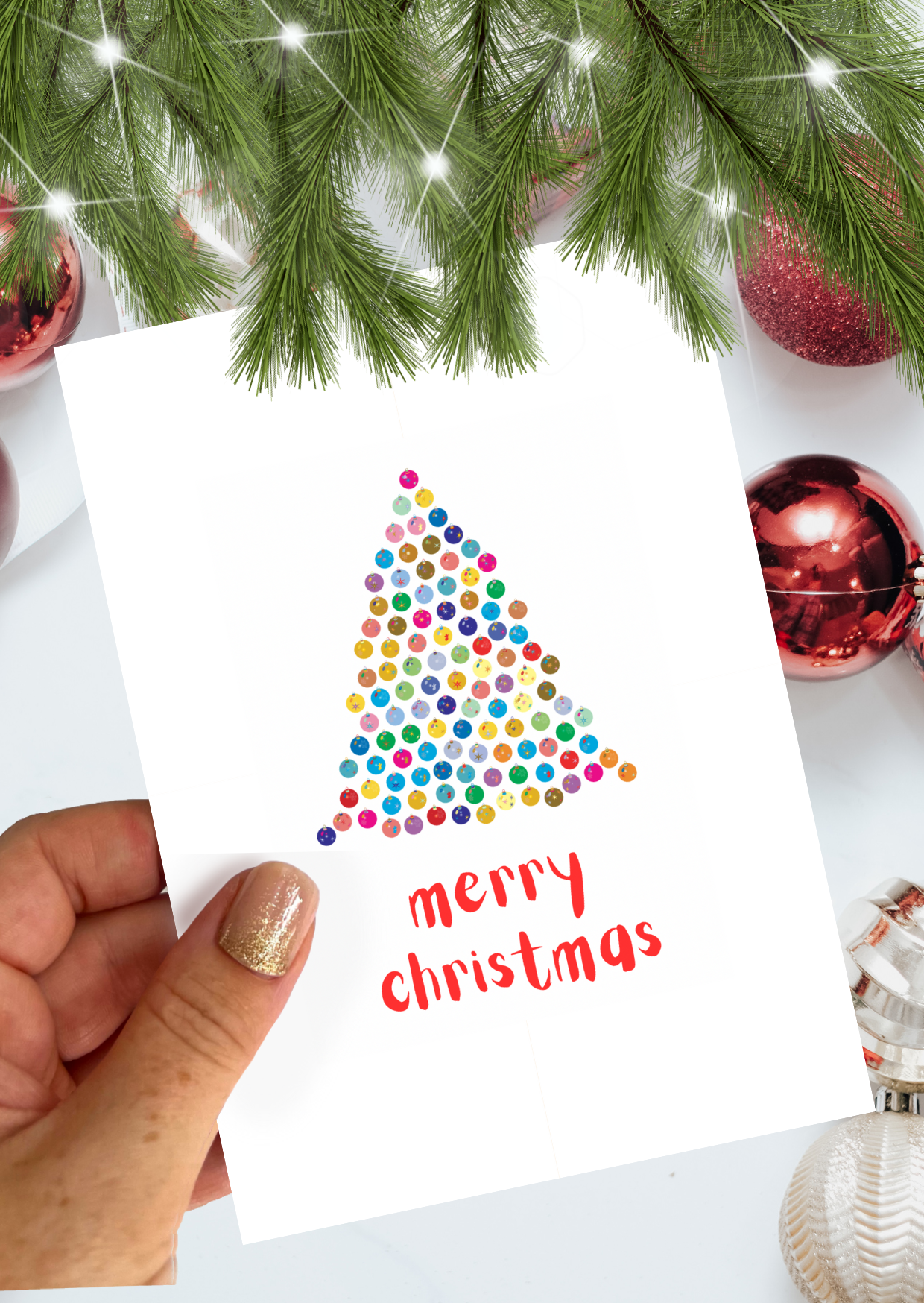 Bright Baubles Christmas Card