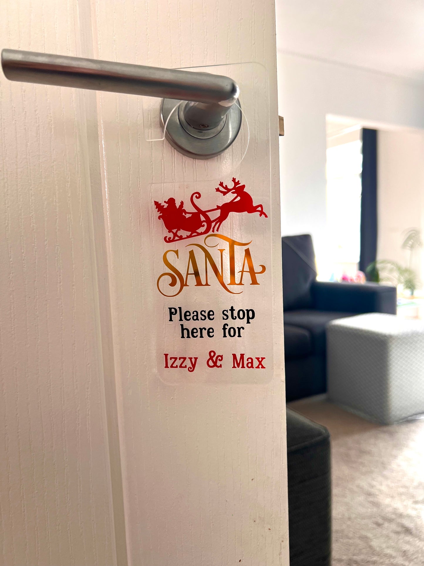 Personalised Acrylic Santa Stop Here Door Hanger