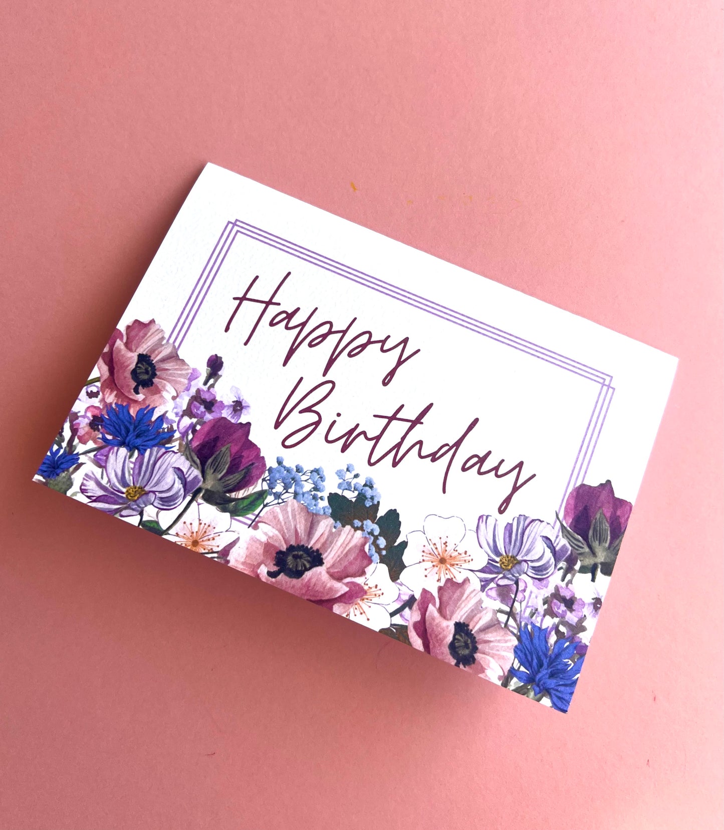 Happy Birthday Floral Border Greetings Card