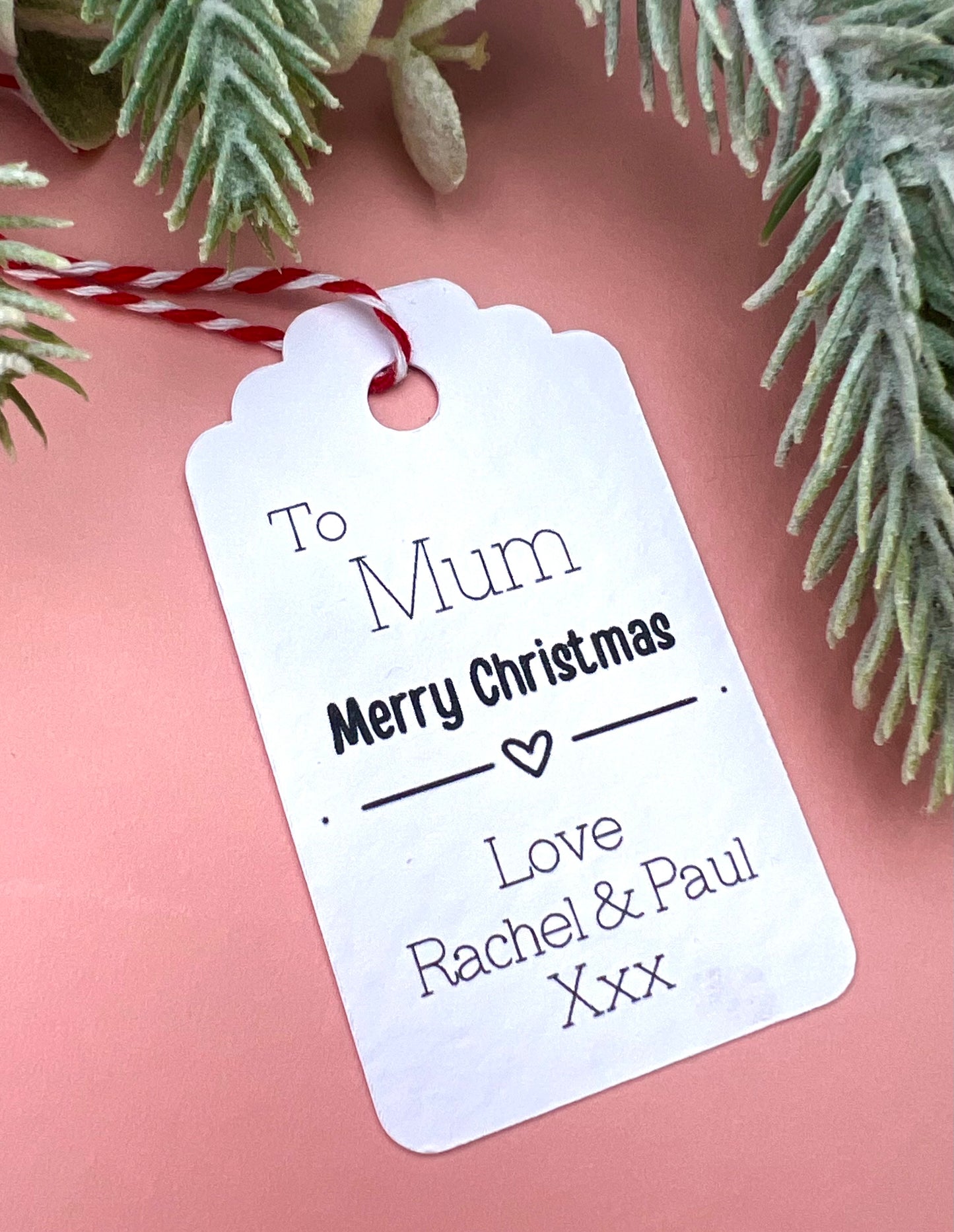 Set of 5 Personalised Heart Christmas Gift Tags