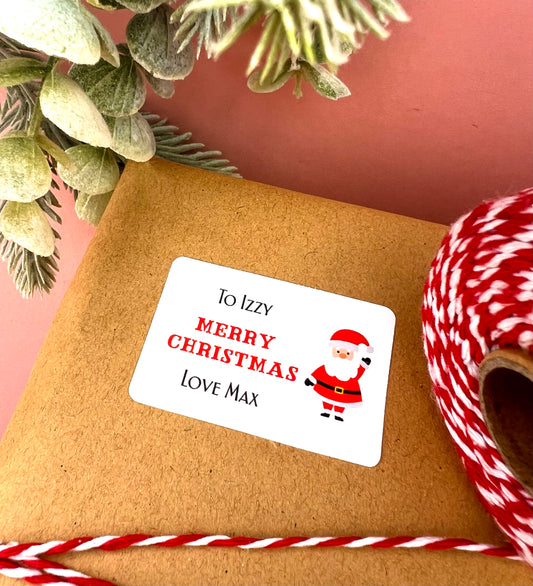 12 Personalised Santa Gift Tag Stickers