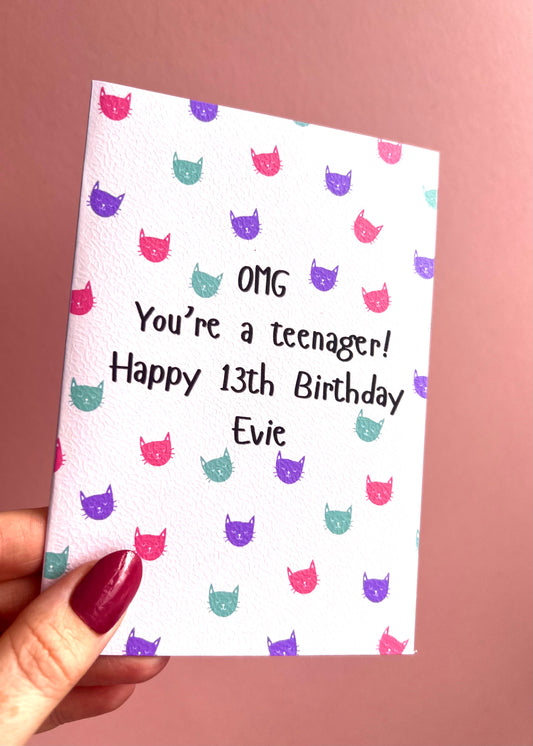 Personalised Cat Lady Greetings Card
