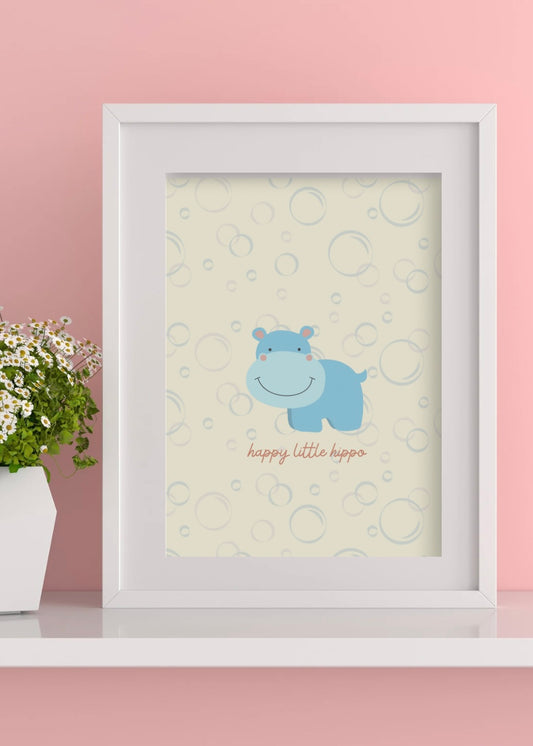 Happy Little Hippo Print