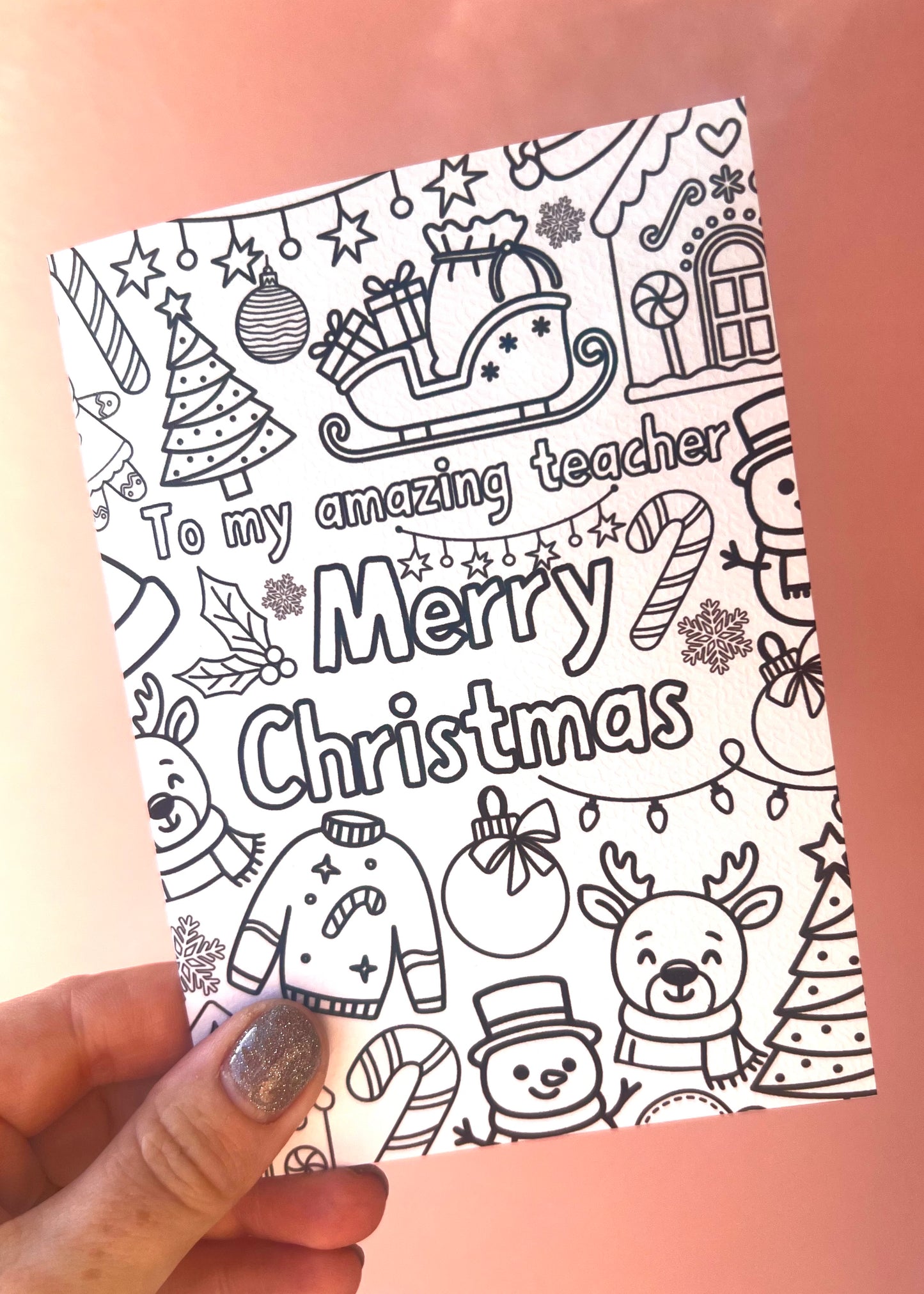 Colour Me Merry Christmas Teacher Card