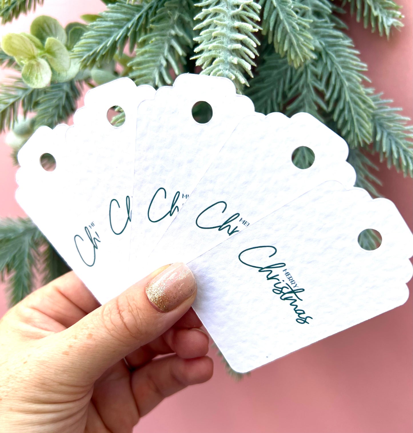 Set of 5 Personalised Green Christmas Gift Tags