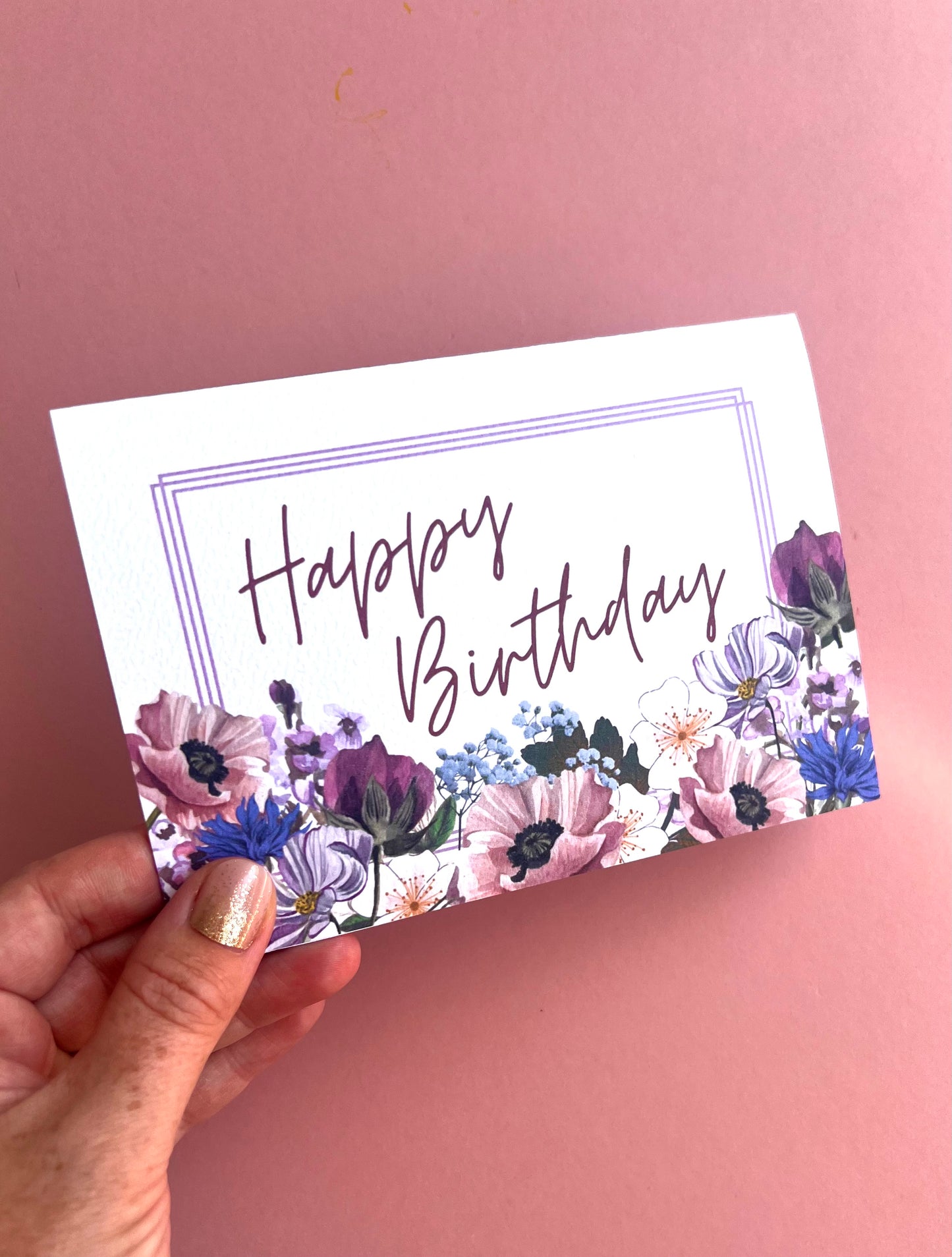 Happy Birthday Floral Border Greetings Card