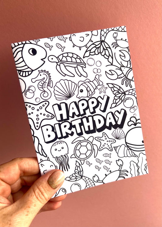 Colour Me Birthday Under The Sea Card
