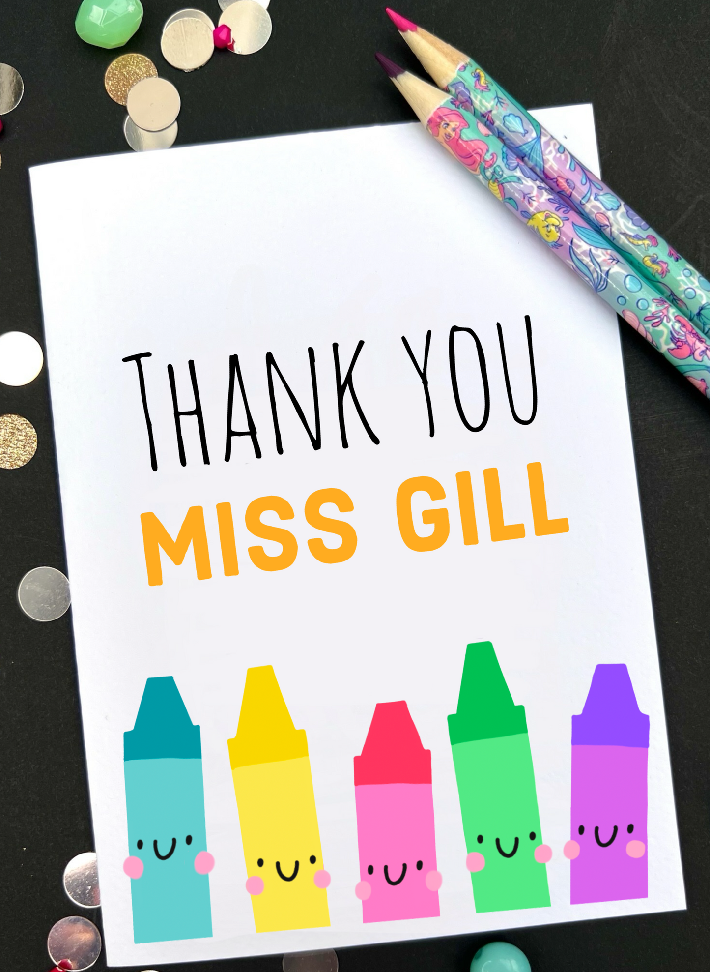 Thank You Crayon Personalised Greetings Card