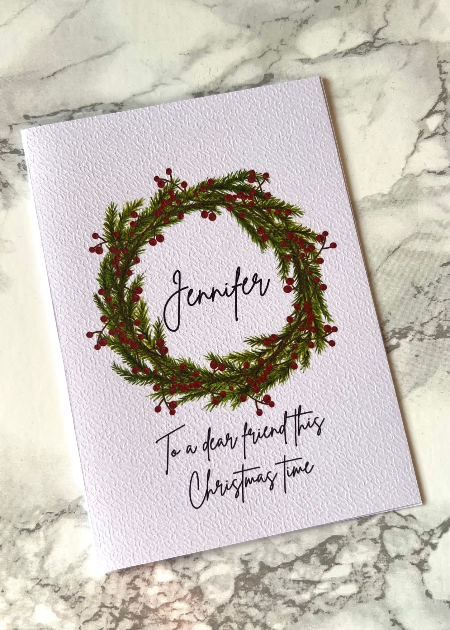 Personalised Wreath Christmas Card