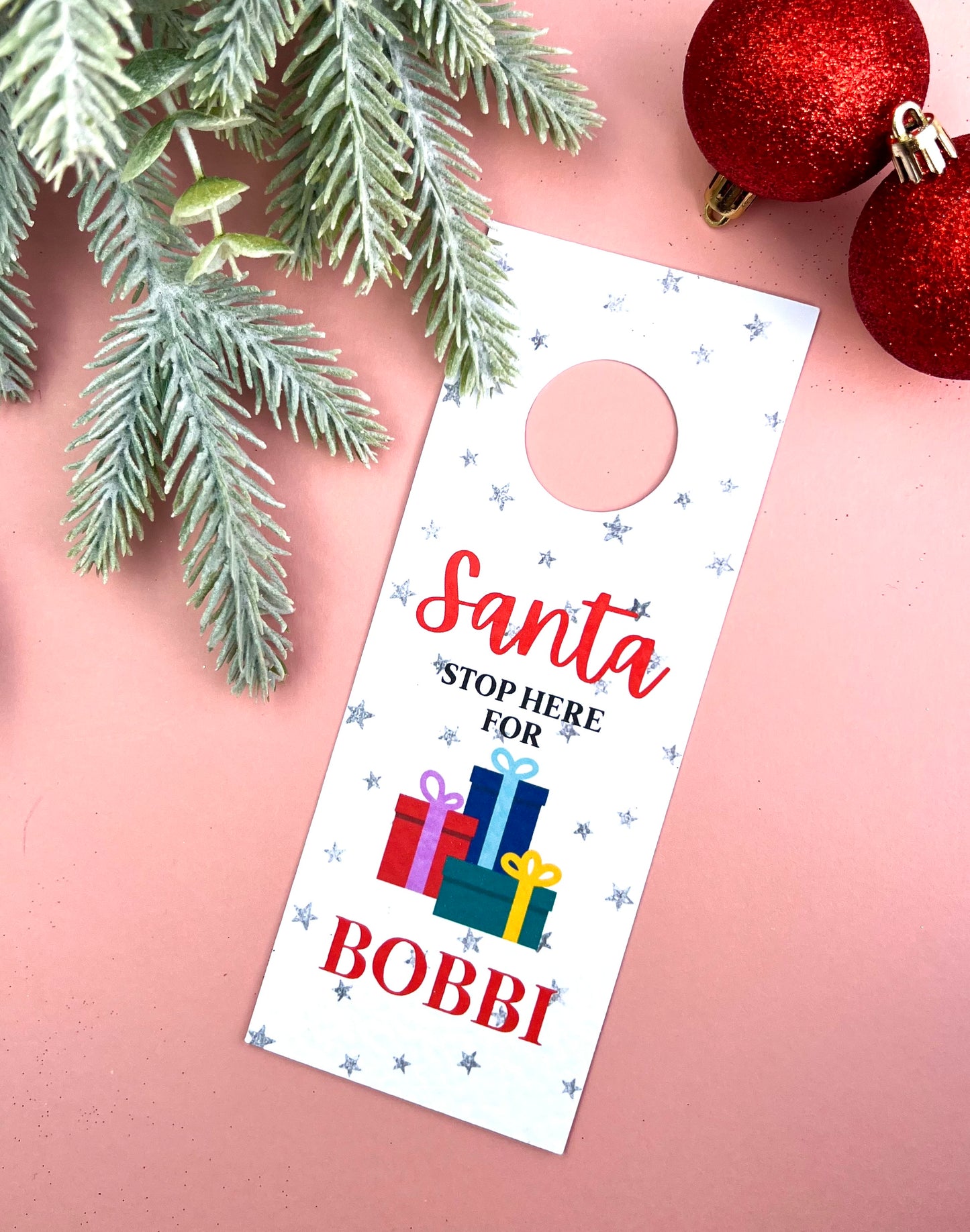 Personalised Santa Stop Here Door Hanger