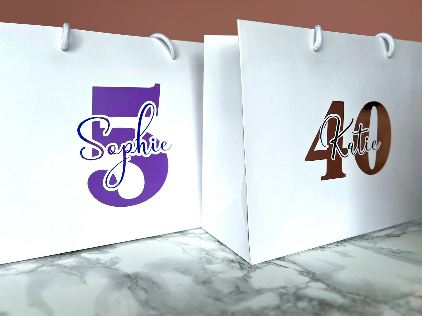 Name & Age White Gift Bag