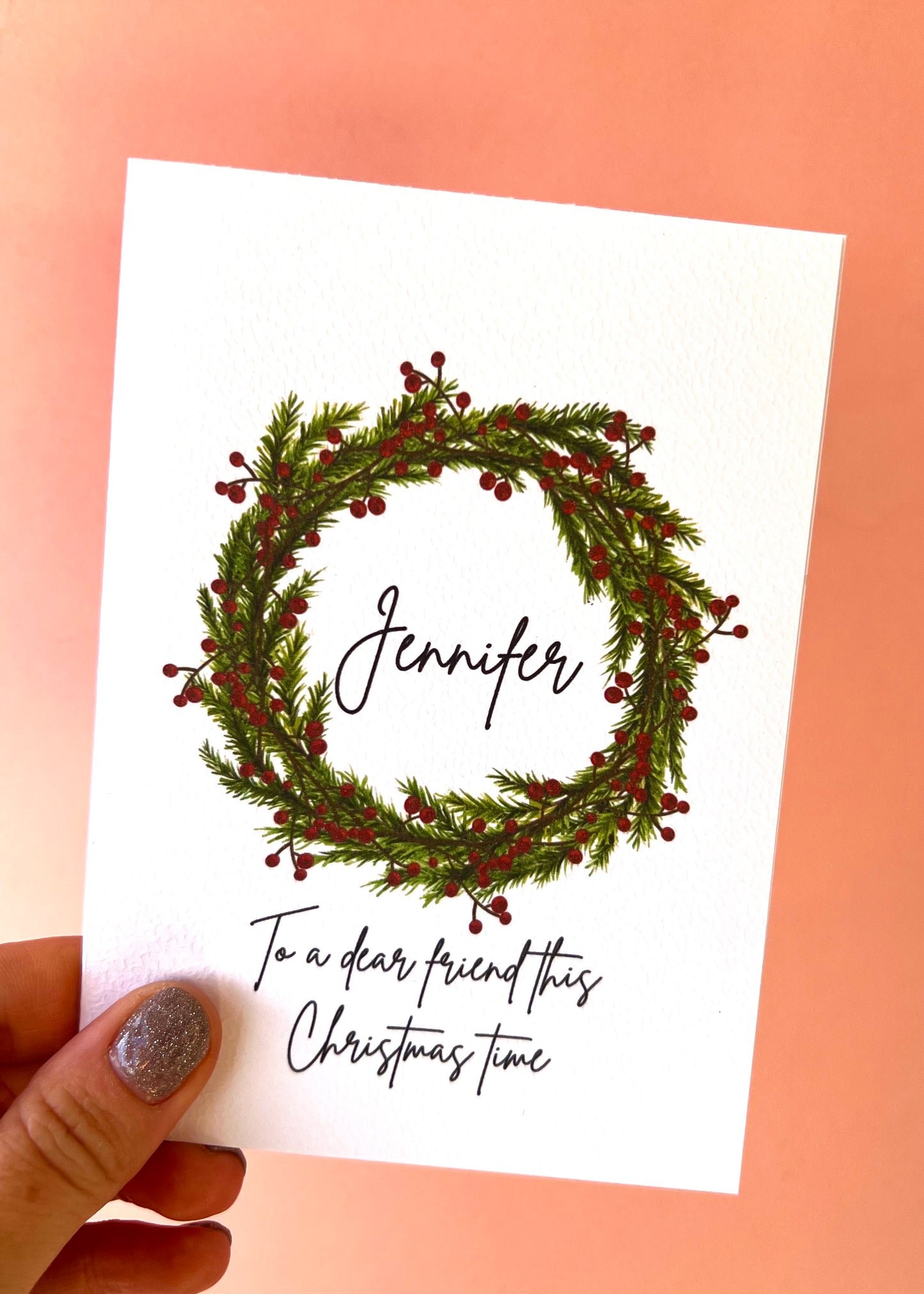 Personalised Wreath Christmas Card