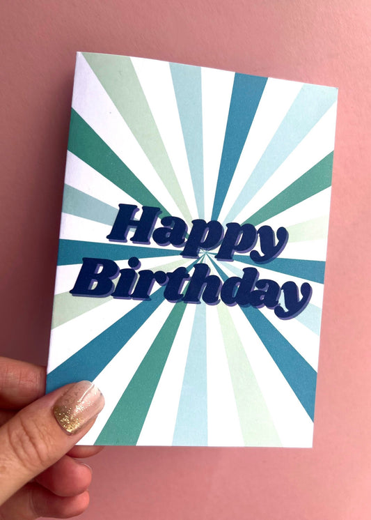 Blue Centre Stripe Birthday Card