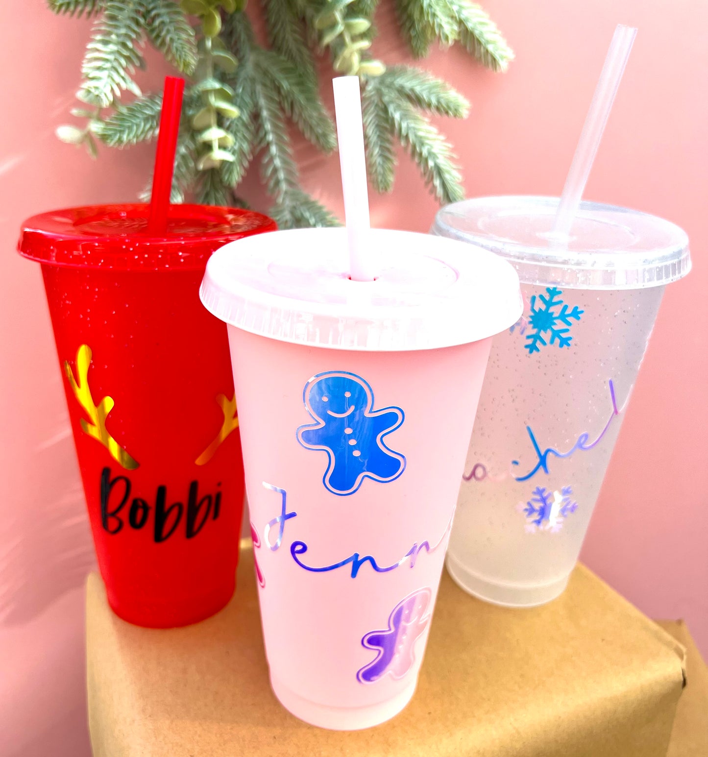 Personalised Pink Gingerbread Cold Cup