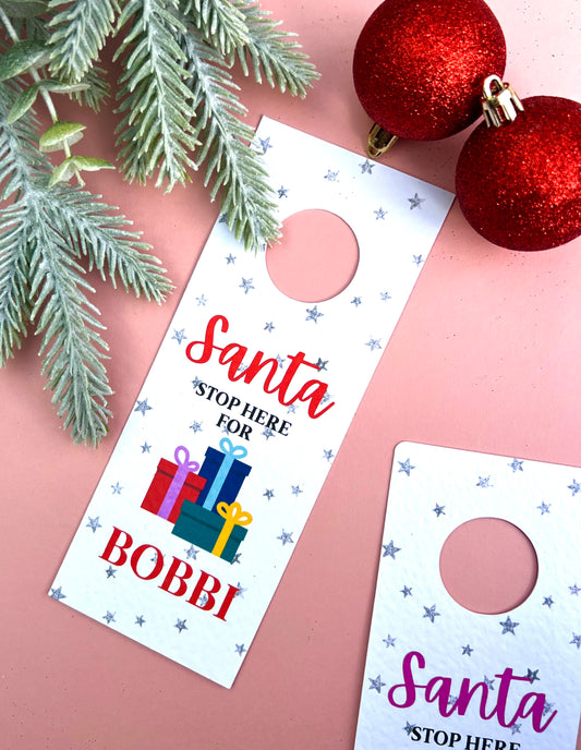 Personalised Santa Stop Here Door Hanger