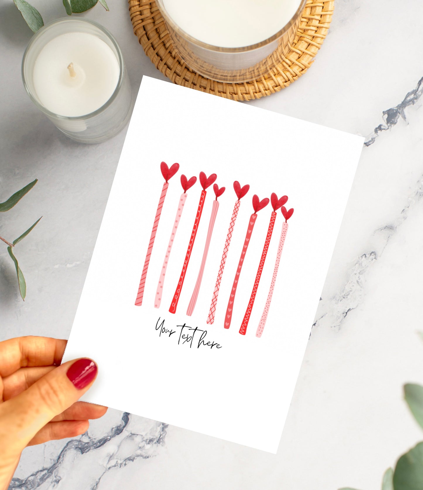 Personalised Valentines Candles Greetings Card