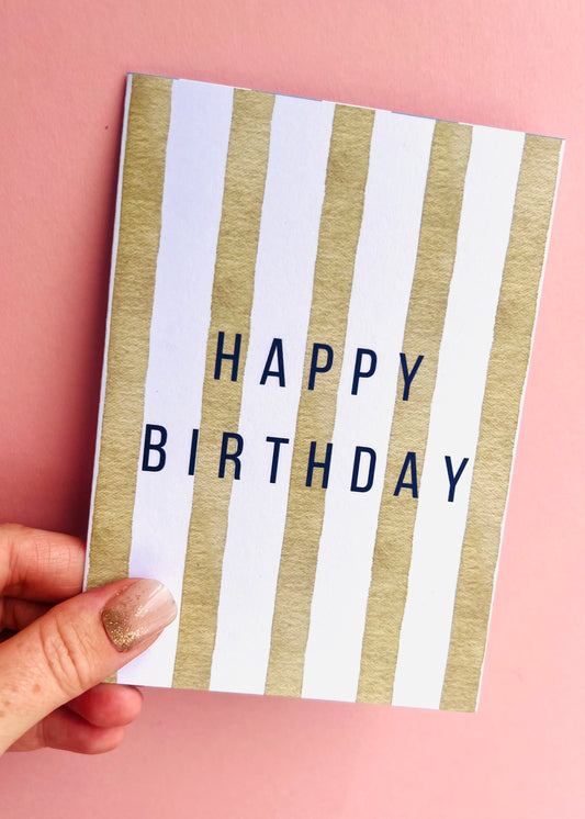 Green Stripy Birthday Card